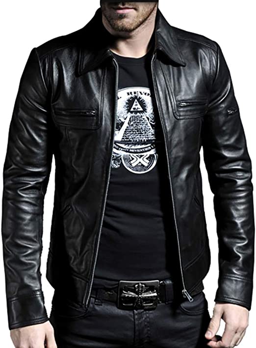 black leather shirt jacket men