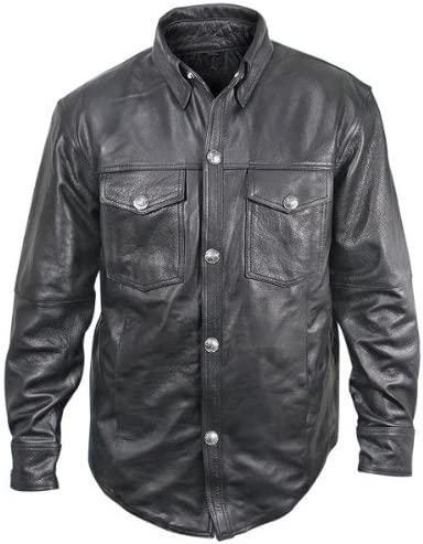 leather black shirt jacket