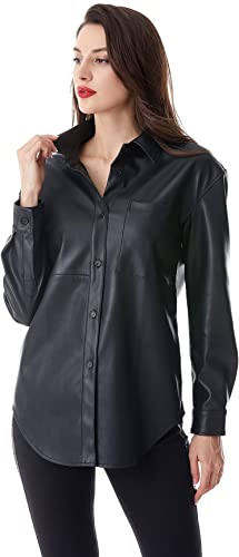 women leather shirt