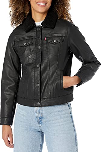 women leather trucker shirt jacket