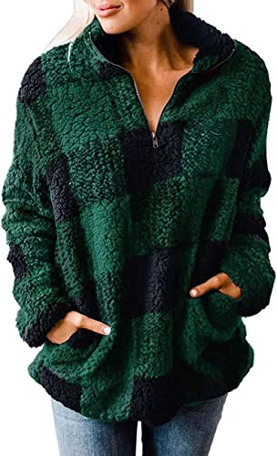 Women's Plaid Sherpa green shacket