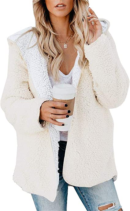 Womens white Oversized Sherpa Jacket