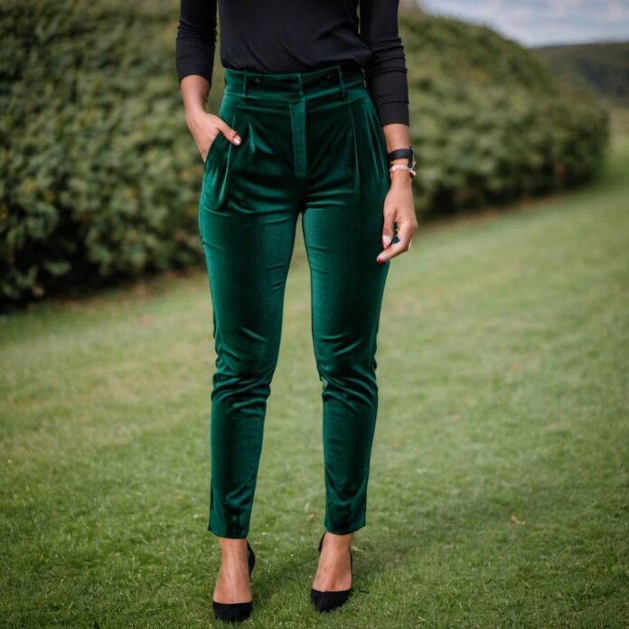 green velvet pants women